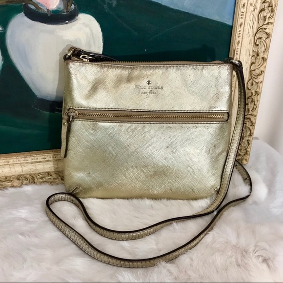KATE SPADE Saffiano Leather Crossbody Tenley Gold - Picture 1 of 8